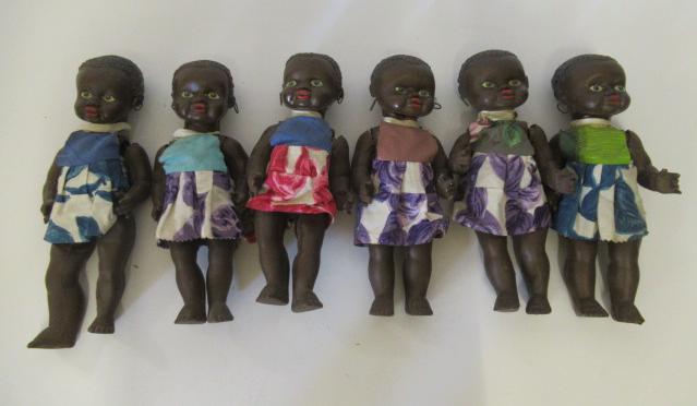 Six celluloid black baby girls Image
