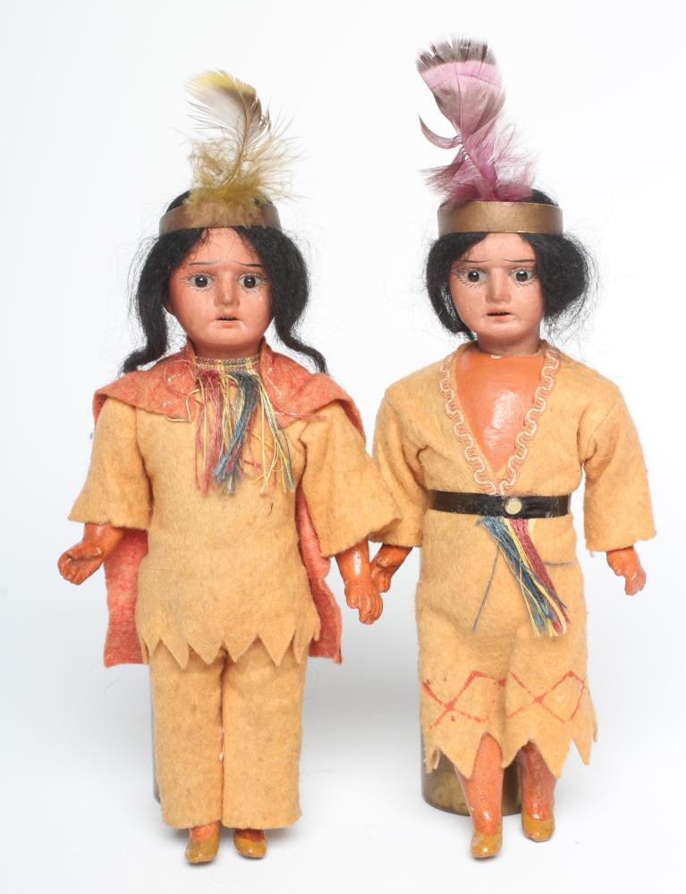 Two Christian Eichorn & Sohne bisque socket head Native American dolls Image
