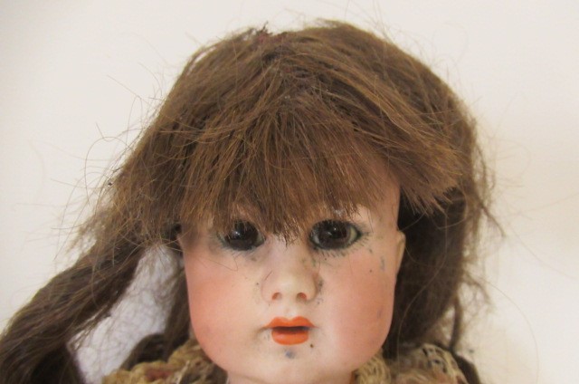 A French bisque socket head walking doll Image