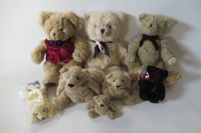 Eight collector's teddy bears Image