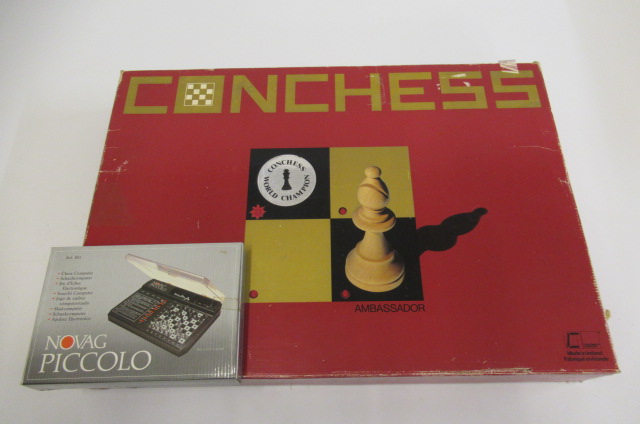 Computer Chess Set by Ambassador and a small Chess computer by Novac Image