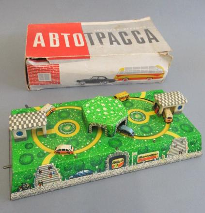 A Russian made clockwork auto bus toy Image