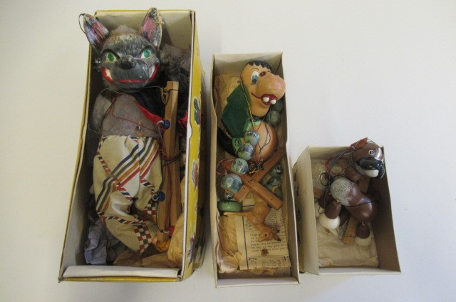 Three Pelham puppets comprising Bengo the dog Image