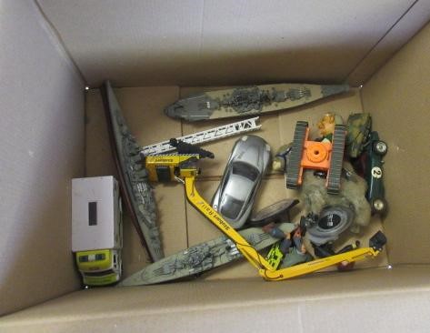 Mixed playworn toys including construction vehicles Image
