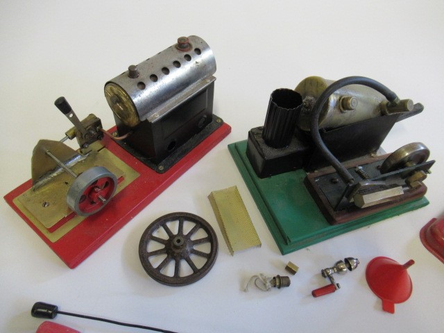 Three playworn stationary steam engines comprising Mamod SE1 Mamod/Meccano and scratch build single Image