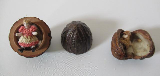 Two all bisque jointed doll's house dolls Image