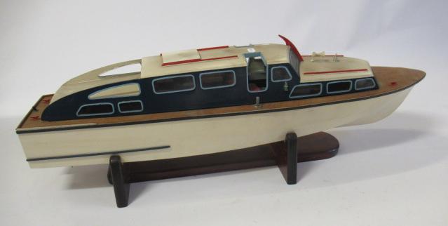 Wooden model of cabin cruiser constructed from ply and balsa wood Image