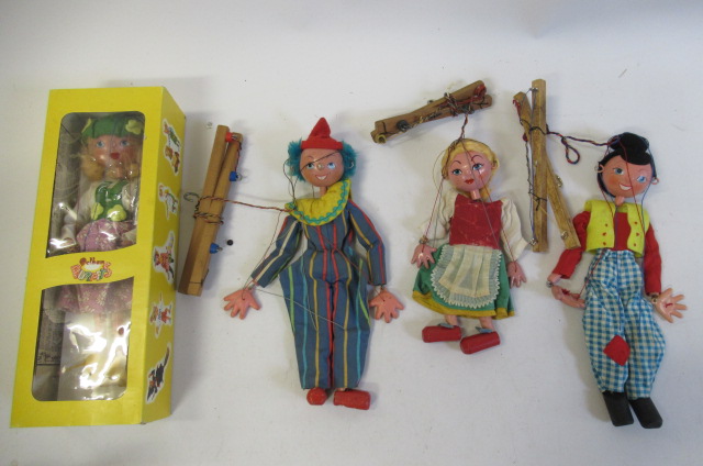 Four Pelham puppets comprising Clown Image