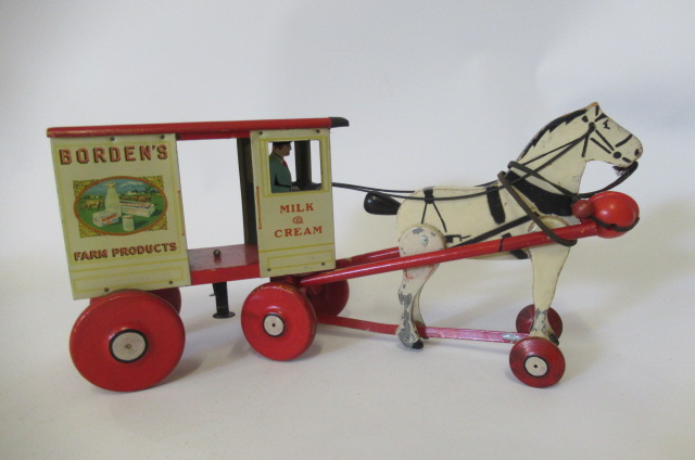 A Morrison Rich Toys of Illinois Borden's milk cart with metal body Image
