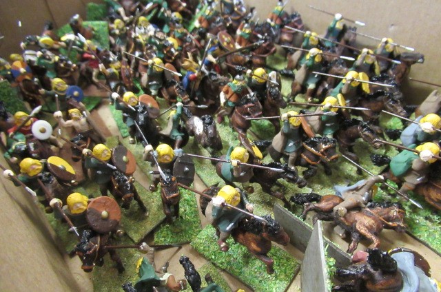 30mm Viking soldiers on horseback on well painted grass bases (Est. plus 21% premium inc. VAT) Image