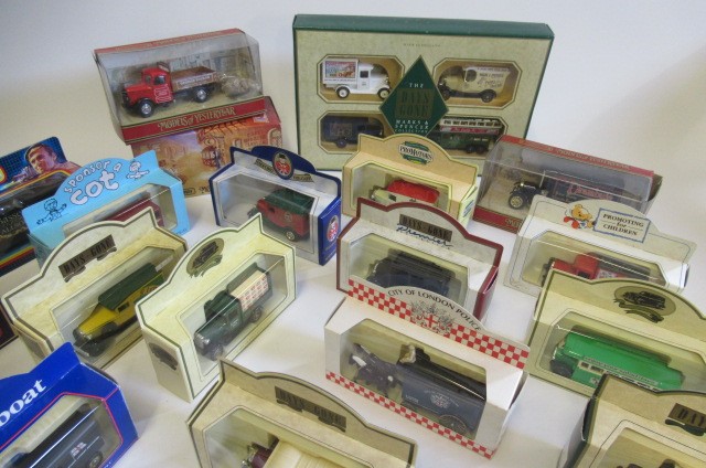 Twenty three vintage vehicles by Lledo and Days Gone including delivery vans Image