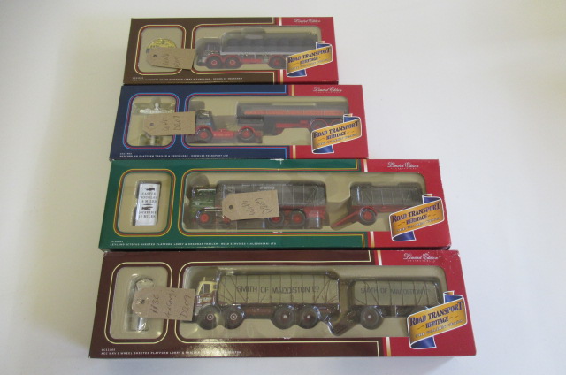 Four Corgi Road Transport Heritage Wagons comprising AEC Platform with Trailer Image