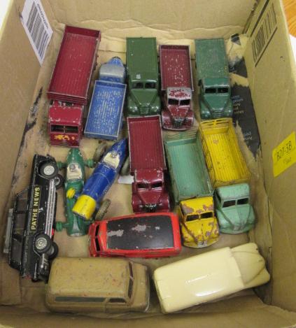 Fourteen playworn Dinky vehicles including wagons Image