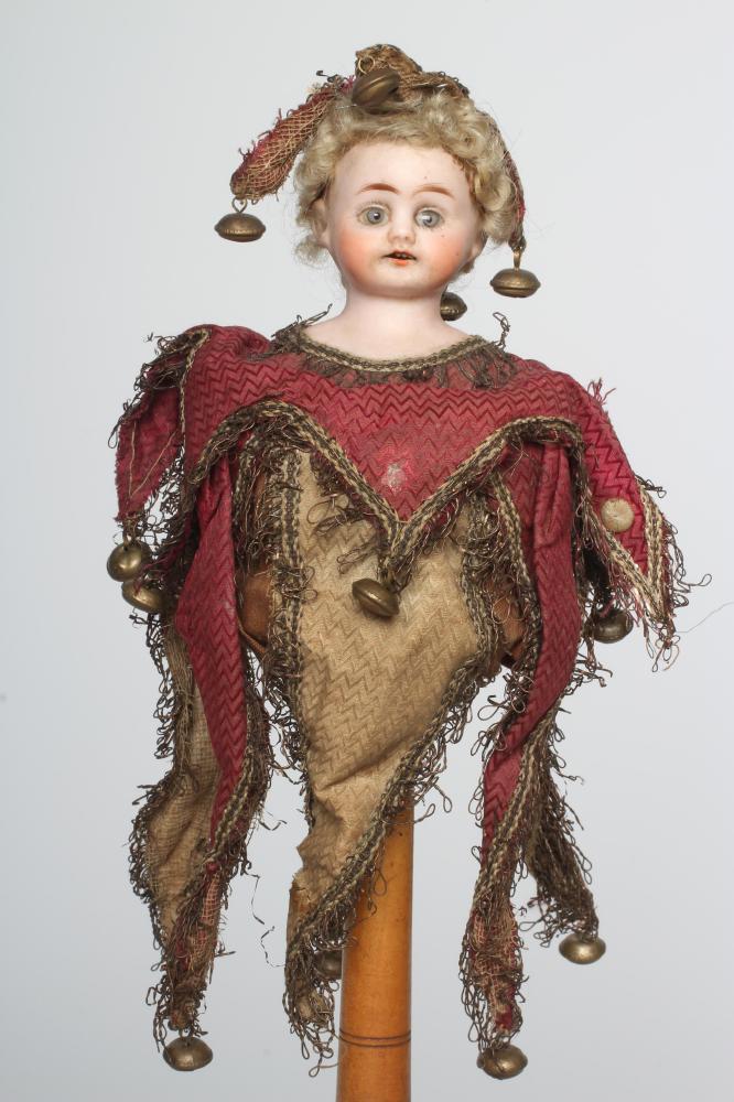 A bisque shoulder head musical marotte doll Image
