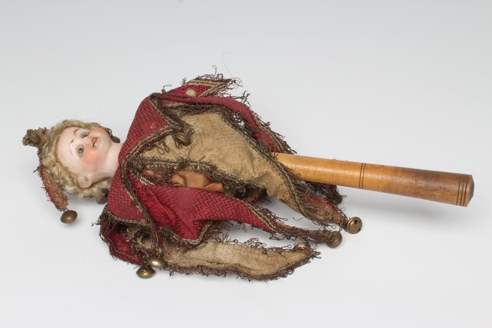 A bisque shoulder head musical marotte doll Image