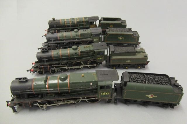 Five unboxed locomotives by Hornby and others including Class 4 and Royal Scot Image