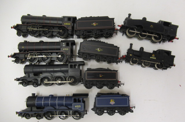 Six unboxed North Eastern region locomotives by Hornby and others including B17 and J72 tank Image