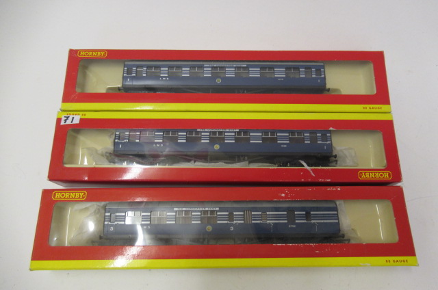Three Hornby L.M.S. Coronation coaches Image