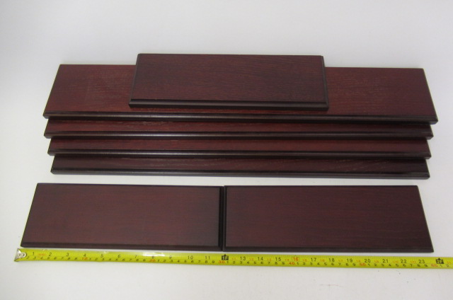 Six wooden display stands for model railways or ships Image