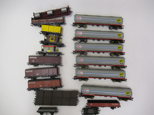 Unboxed modern image goods wagons including Railfreight vans Image