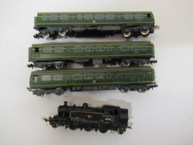 Farish N gauge D.M.U. with centre coach and Class 2 tank with modifications Image
