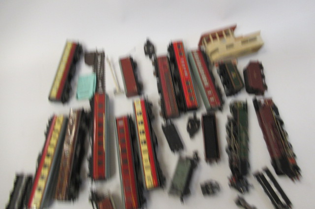 Unboxed playworn Hornby Dublo Harris including two Duchess locomotives wagons and passenger coaches Image
