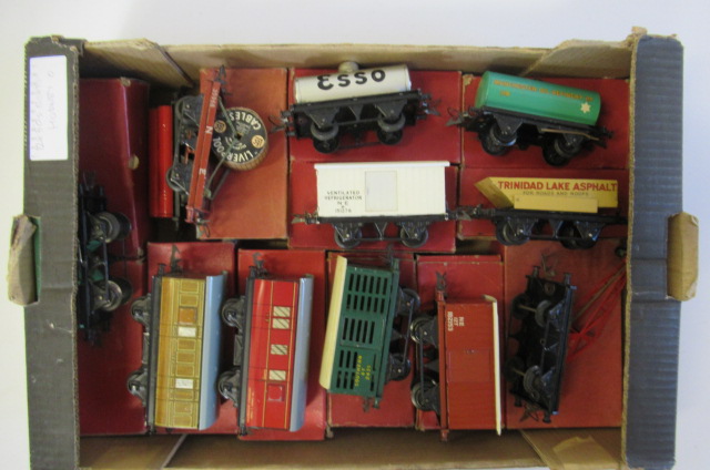Twelve post war Hornby wagons including tank wagons Image