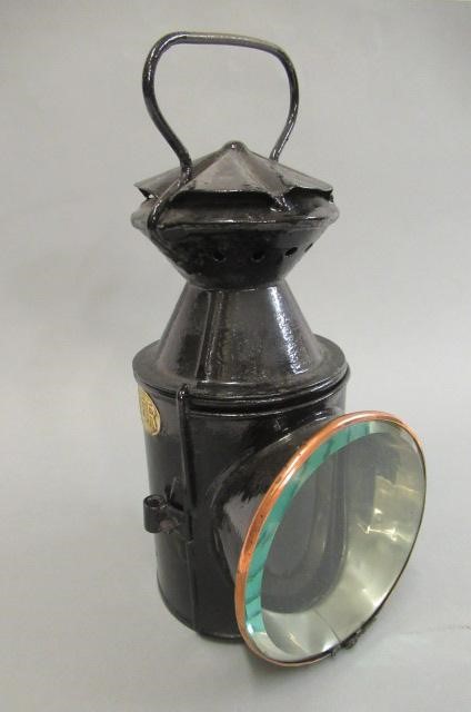 Reproduction G.W.R. brass coach lights for use with candles and an N.E.R. porters signal lamp with Image