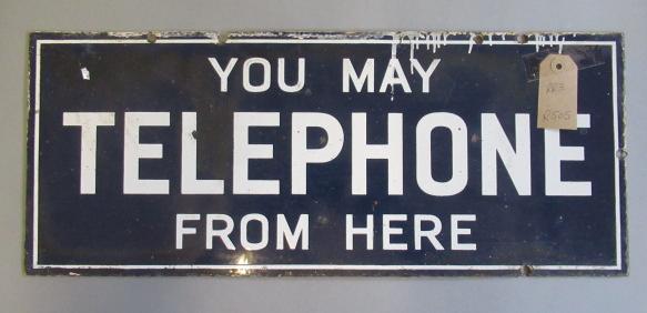 Enamel sign "You May Telephone From Here" Image