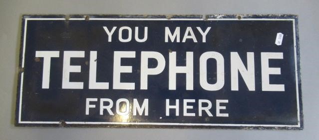 Enamel sign "You May Telephone From Here" Image