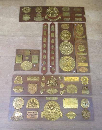 Vintage brass safe lock and manufacturers' plates including Milners' Patent Image