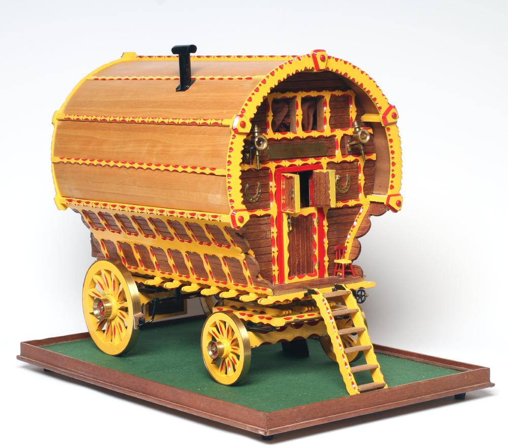 A well made model of a horse drawn gypsy caravan Image