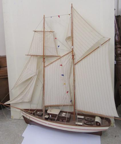 A large model of two mast sail boat of wooden construction Image