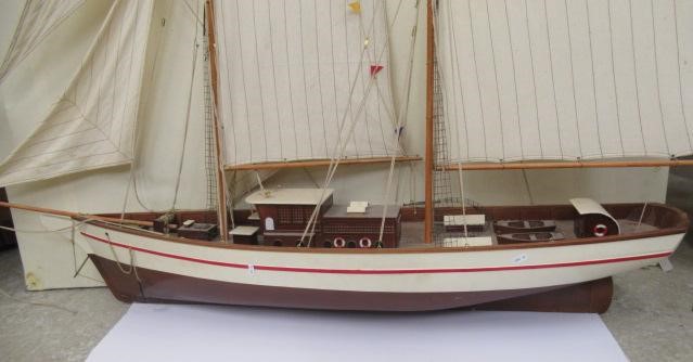 A large model of two mast sail boat of wooden construction Image