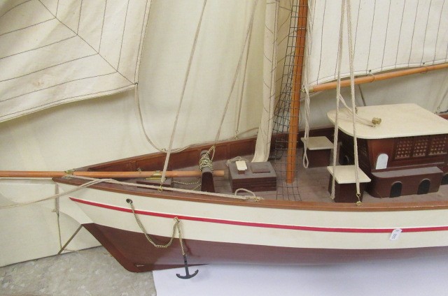 A large model of two mast sail boat of wooden construction Image