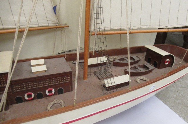 A large model of two mast sail boat of wooden construction Image