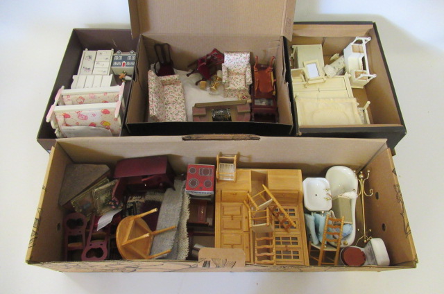 A large quantity of doll's house furniture and fittings Image