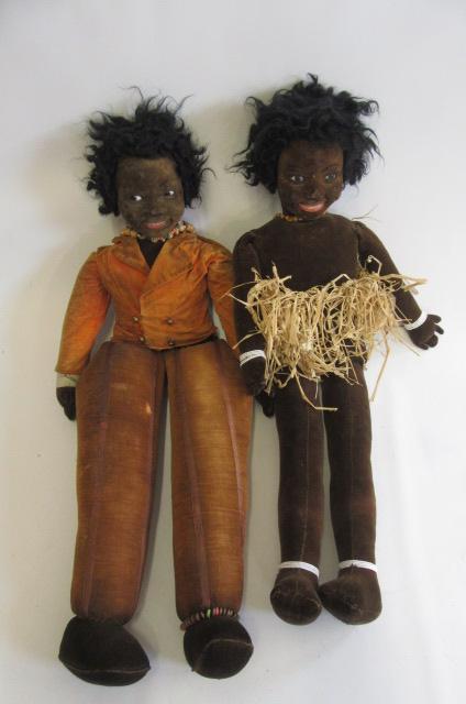 Two Norah Wellings felt black girl dolls Image