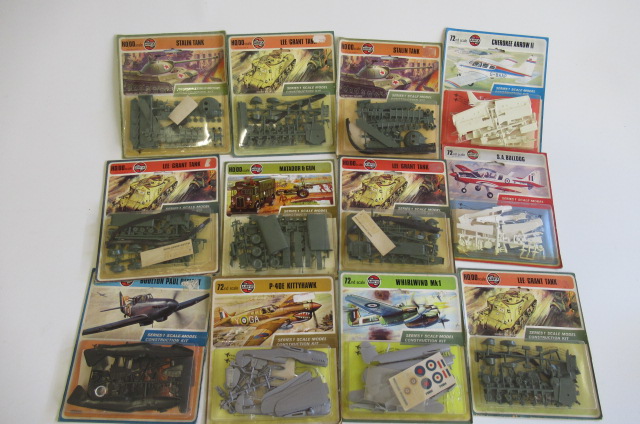 Twelve Airfix blister packs of aircraft and military vehicles Image