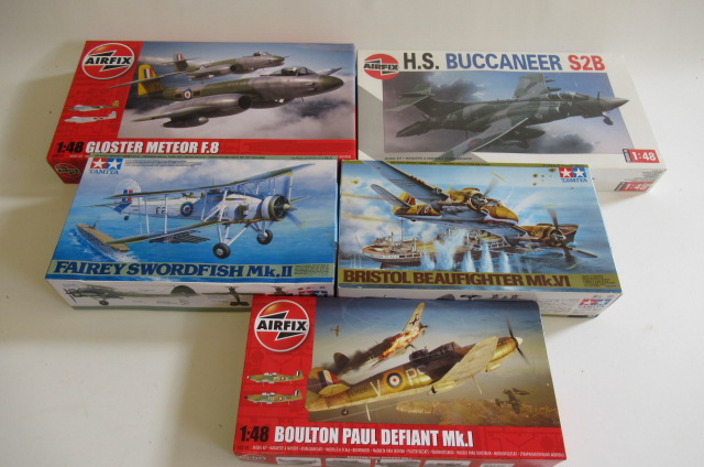 Five 1:48 scale Aircraft kit comprising Airfix Meteor F8 Image