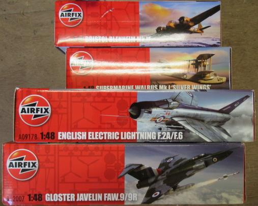 Four Airfix 1:48 scale aircraft kits comprising Javelin FAW9 Image