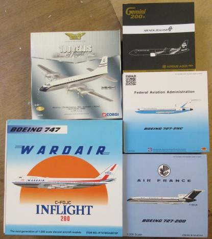 Five 1:200 scale aircraft comprising Boeing 747 Image