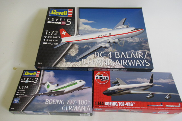 Three model kits by Airfix and Revell comprising Boeing 707-436 Image