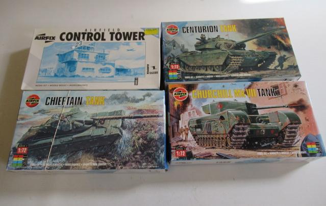 Four Airfix kits comprising Airfield Control Tower Image