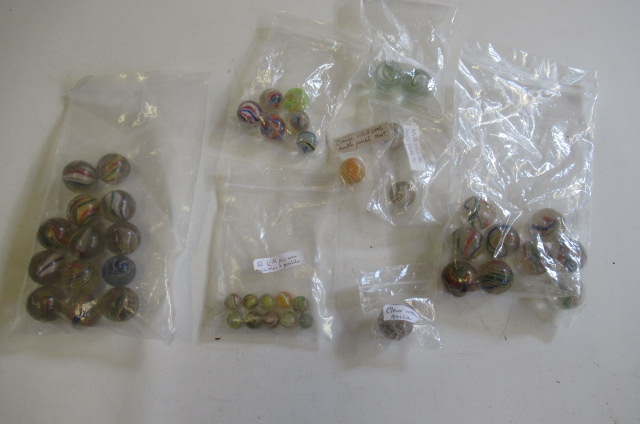 Forty four hand blown marbles including Pee-Wee Image