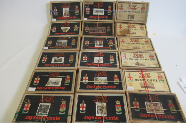 Eighteen Great Western Railway wooden jigsaw puzzles of G.W.R. railway locomotives Image