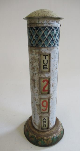 A Lyons Toffees tinplate advertising calendar of lighthouse form Image