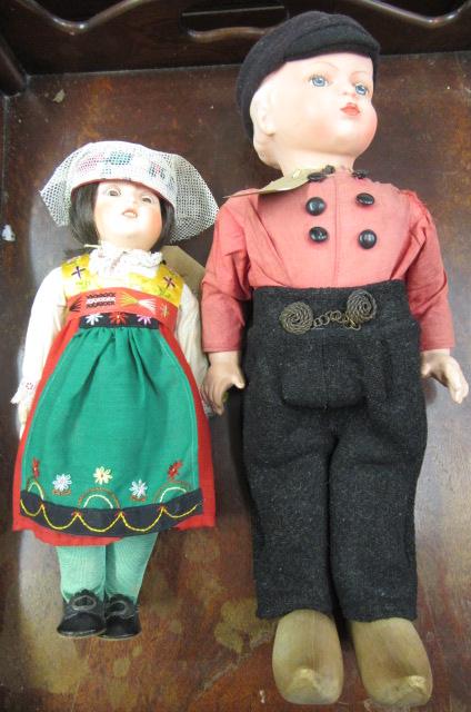 A walking Dutch boy doll with painted composition head and arms Image