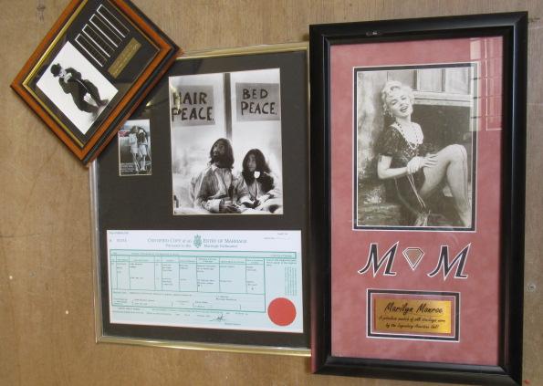 A framed swatch of Marilyn Monroe's stocking Image