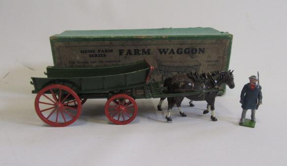 Britains Home Farm No5F Wagon with two horses and drover Image